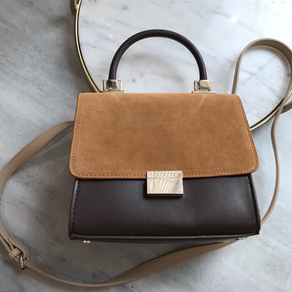 Zara genuine suede leather satchel crossbody bag - Picture 1 of 5